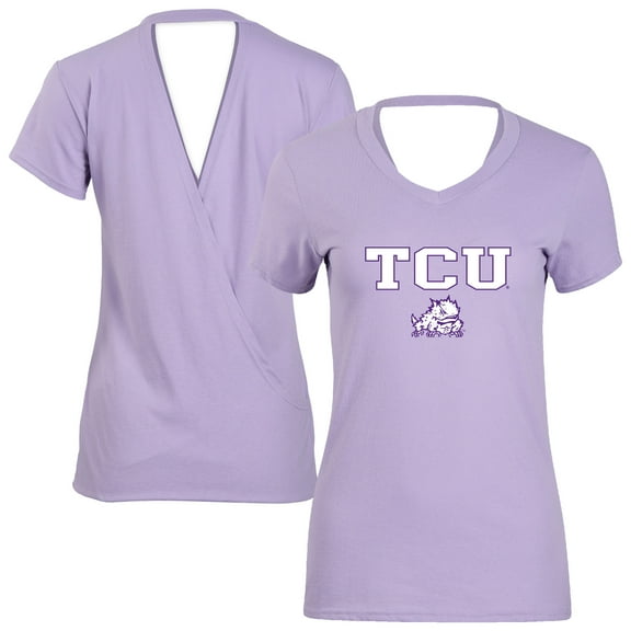 Women's Lavender TCU Horned Frogs Bella Crossover Back V-Neck T-Shirt
