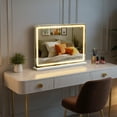 thumbnail image 2 of EDX Vanity Mirror with Lights, 19" x 22" LED Makeup Mirror with Dimmable 3 Color Modes, Touch Screen Control Vanity Based Mirror Desk Mirror Square White, 2 of 8