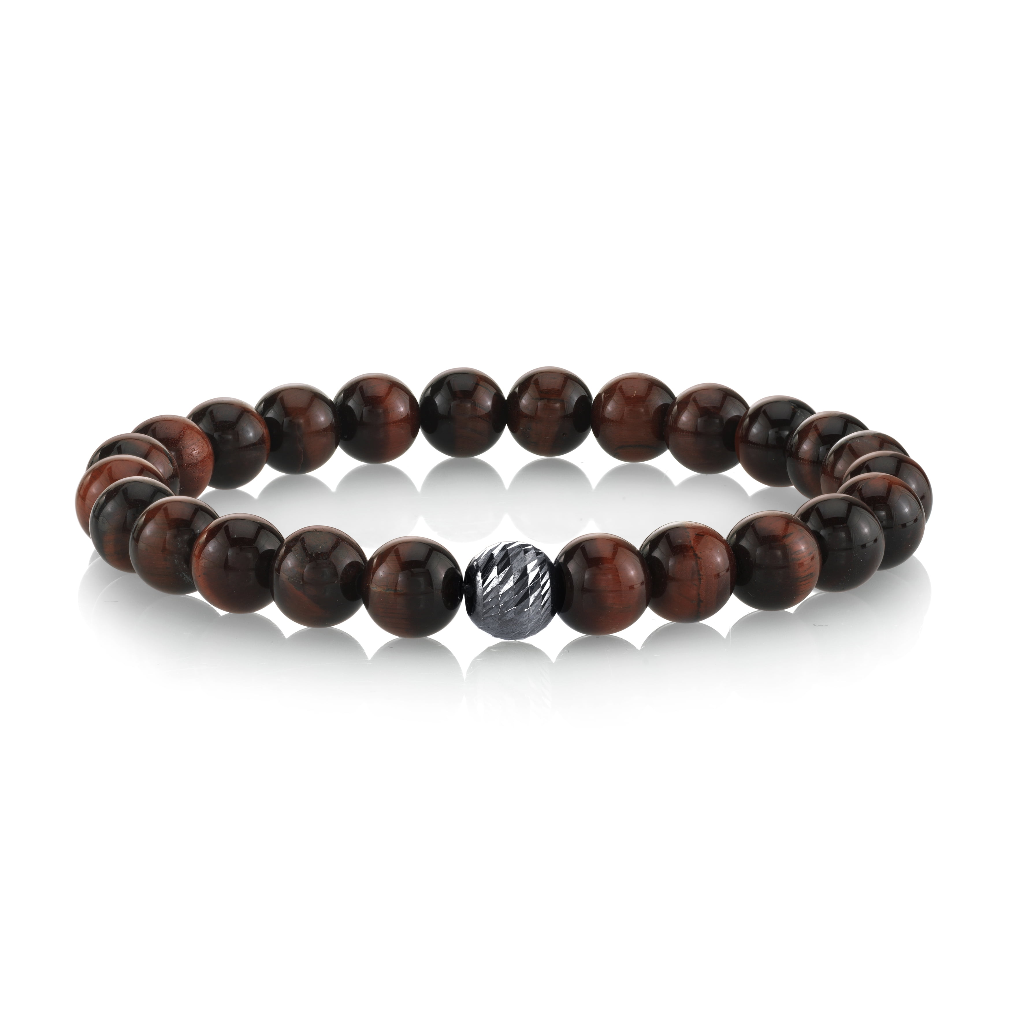 Tiger Eye & Lava Rock Beaded Bracelet For Men - Leather Magnetic Clasp Stress Relief Jewelry - View #2