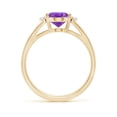 thumbnail image 2 of ANGARA Natural Oval 1.6 ct Amethyst with Diamond Collar Solitaire Ring in 14K Yellow Gold for Women (Size-9x7mm) | February Birthstone, Anniversary, Jewelry Gift for Women | Natural Amethyst Ring, 2 of 9