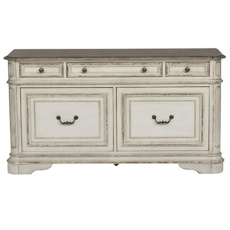 Pemberly Row French Dovetail Drawer Construction Manor Credenza in White