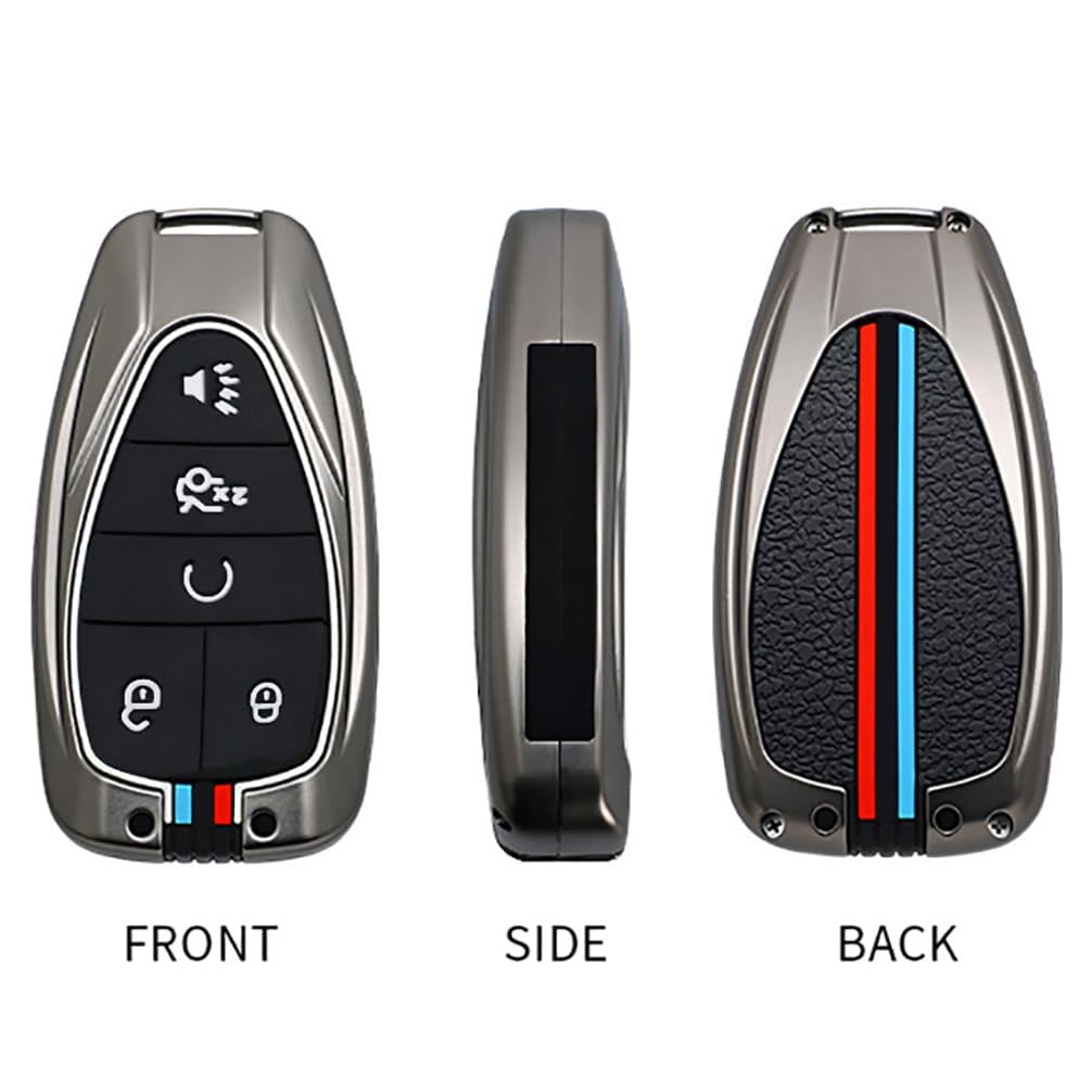 5-button Key Fob Cover Fit for Chevy Key Remote Metal Key Shell Anti-scratched Key Case Durable Car Key Holder Fit for Chevrolet Equinox Malibu Cruze Camaro Traverse Blazer Volt Bolt
