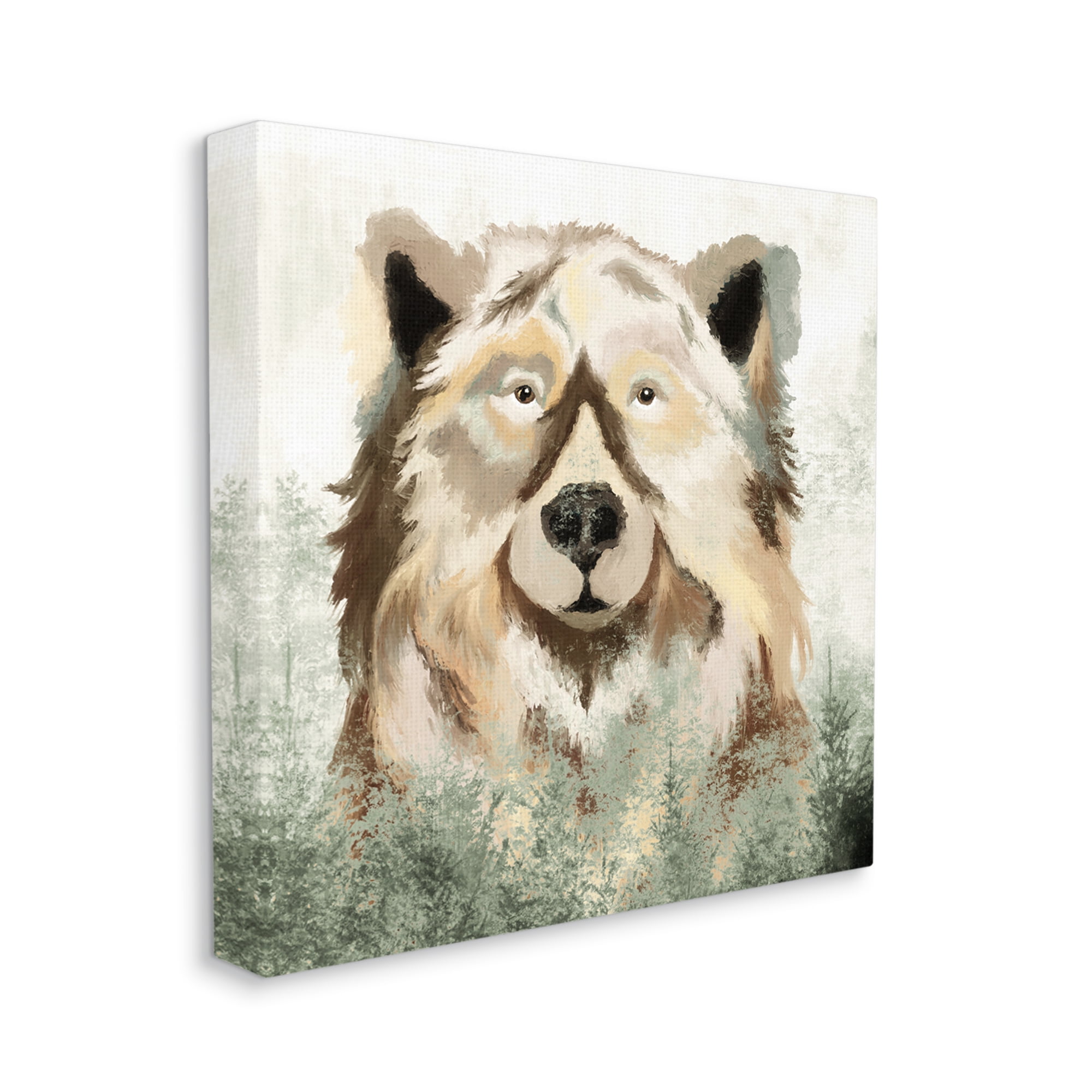 Stupell Bear Wildlife Nature Forest Trees Animals & Insects Painting Gallery Wrapped Canvas Print Wall Art