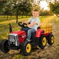 thumbnail image 6 of Eastvita Kids Battery Powered Electric Tractor Large Manned Toy Ride on Car Toddler Farm Tractor with Remote Control/ 7-LED Gear Shift/ MP3/USB Port (Red, 25W), 6 of 8