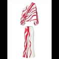 thumbnail image 2 of Conjunto de Dos Piezas Holgado de Otoño para Mujer, con Hombros Descubiertos, Estampado, Larga, Informal, para Salir, Pantalones Anchos Rosa Roja L, 2 of 8