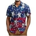 thumbnail image 2 of cllios Red White and Blue Mens Button Down Shirts Cotton Linen Short Sleeve Patriotic Shirt 4th of July Beach Tops Men Button Up Shirts for Independence Day, 2 of 5