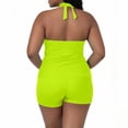 thumbnail image 5 of Kakii Workout Sets for Women 2 Piece Wrap Halter Tank Top High Waist Biker Shorts Yoga Pilates Outfits, 5 of 8