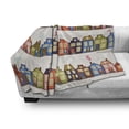 thumbnail image 2 of Amsterdam Soft Flannel Fleece Throw Blanket, Horizontally Arranged Funky Houses on Streets in Netherlands, Cozy Plush for Indoor and Outdoor Use, 50" x 70", Pale Eggshell Multicolor, by Ambesonne, 2 of 5