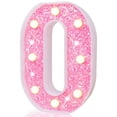 thumbnail image 1 of Letrero decorativo Pooqla rosa con purpurina, número 0, luz LED, 1 of 6