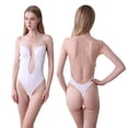 thumbnail image 2 of Body con cuello en V profundo para mujer, body sin tirantes con espalda descubierta, tanga en forma de U, mono sin costuras, mono completo (S) Rojo Verde, 2 of 5