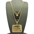 thumbnail image 2 of Stone Stud Goon Ski Mask & Glizzy Gang Record Label Pendant Set w/ 2mm 24" & 30" Gold-Tone Box Chains, 2 of 4