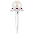 thumbnail image 3 of Angara Freshwater Cultured Pearl Floral Ring with Rubies in 14K White Gold for Women | June Birthstone Jewelry for Her, 3 of 8
