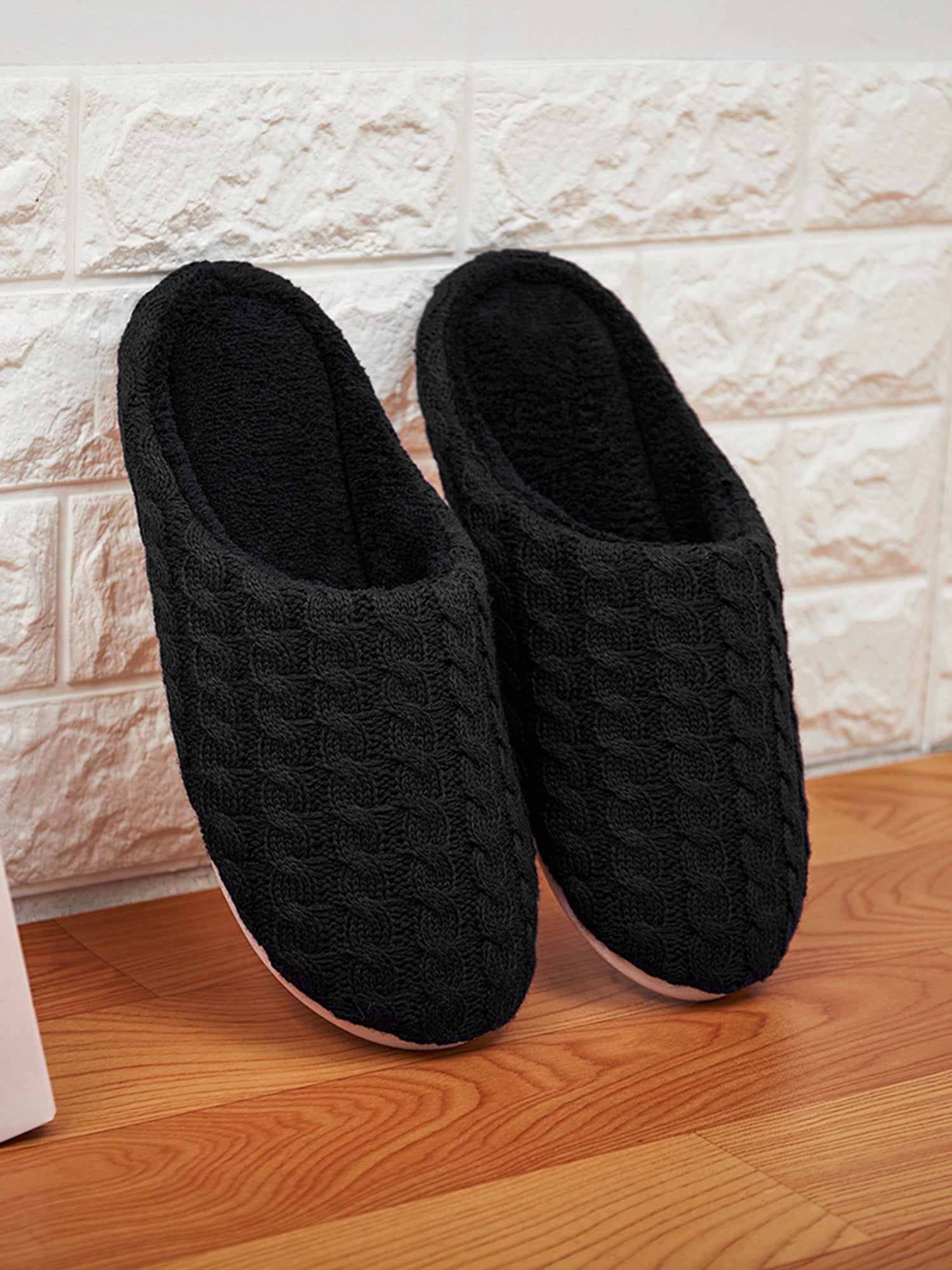 Men&Women Plush Fleece Memory Foam Slippers Slip On House Shoes Indoor  Outdoor - Walmart.com