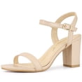 thumbnail image 1 of Sandalias de Tacón Alto Grueso Allegra K Beige US 7, 1 of 6