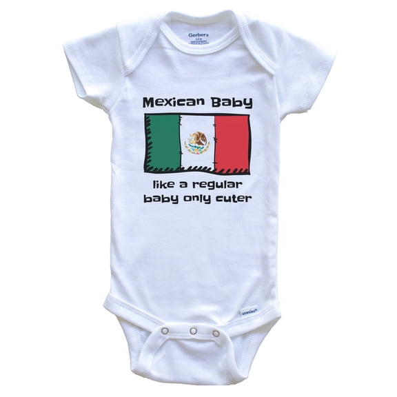 Mexican Baby Like a Regular Baby Only Cuter Funny Mexico Flag Baby Bodysuit, 0-3 months white