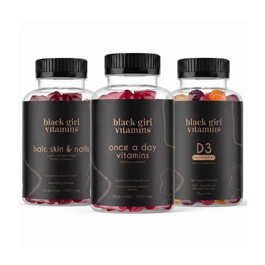 Black Girl Vitamins Look Good Feel Good Bundle – Hair Skin & Nails, Vitamin D3 2000IU & Once a Day Multivitamin - Women's Supplement Bundle – Energy, Immunity & Beauty Support