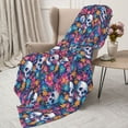thumbnail image 3 of Sikiie Skull Daisy Cozy Flannel Fleece Throw Blanket: Lightweight & Thick for All Seasons - Perfect for Women, Men, & Kids"80"x60", 3 of 6