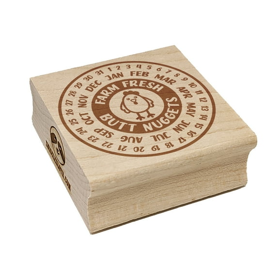 Farm Fresh Butt Nuggets Egg Carton Calendar Square Rubber Stamp Stamping Scrapbooking Crafting - Small 1.25in
