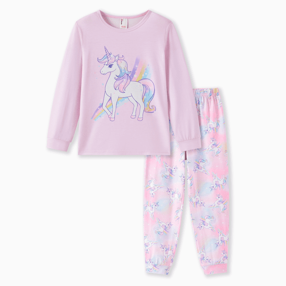 PatPat Kids Pajamas 2-Piece PJ Set Long Sleeve Sleepwear Loungewear 7-8 Years