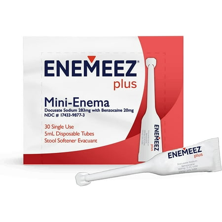 Enemeez Plus Mini Enema With Anesthetic Disposable Tubes - 30 Ea