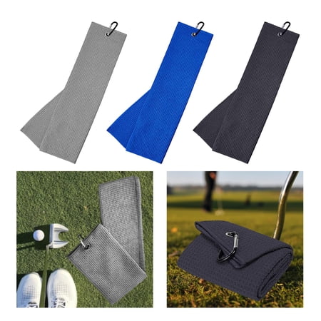3PCS Golf Towel Microfiber Weave Pattern Towel with Heavy Duty Carabiner Clip Water Absorption Club Cleaning Wi Cloth