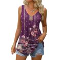 thumbnail image 2 of up to 60% off Gifts Usmixi Womens Tank Tops Beach Lightweight Fashion High Waist Pleated Hem Tunic Shirts Vest Summer Trendy Floral V-Neck Sleeveless Shirts Blouse Khaki m, 2 of 6