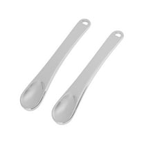 Unique Bargains 2 Pcs Mini Makeup Cosmetic Spoon Hangable Oval Shape Facial Mask Spatula Silver Tone