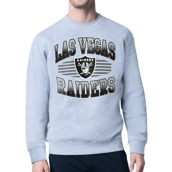 Men's Starter Heather Gray Las Vegas Raiders Team Grit Graphic Fleece Pullover Sweatshirt