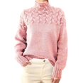 thumbnail image 4 of Chandails à Col Roulé pour Femmes Chandail Tricoté Épais Automne Hiver Mode Tissage Torsadé Chandail à Manches Longues, 4 of 5