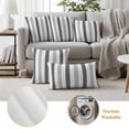thumbnail image 6 of Grey Striped Outdoor Waterproof Pillow Covers, Minimalist Farmhouse Stripe Decorative Square Throw Pillowcase Sofa Cushion Sham for Patio/Couch/Chair, 24"x24" 2 Pack, 6 of 8