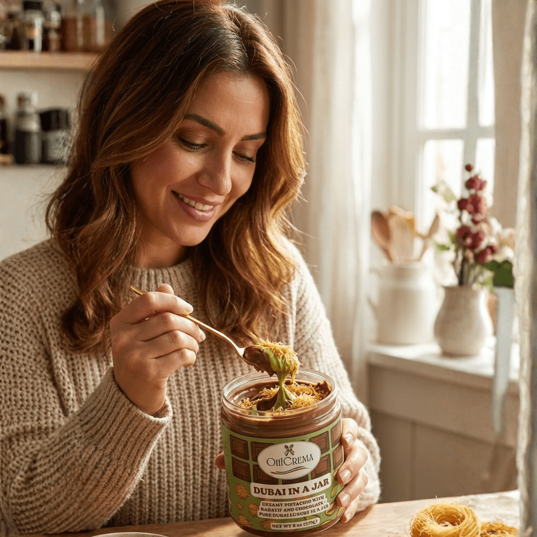 Oh! Crema Dubai in a Jar – Handcrafted - Creamy Pistachio with Kadayıf & Chocolate