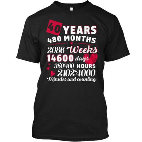 Velto 40th Wedding Anniversary - 40 Years T-Shirt Made in the USA All Size S-5XL