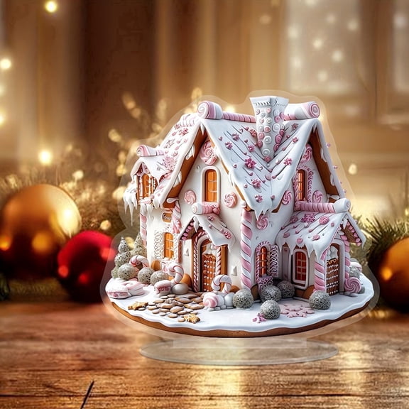 YUTK Christmas Snowhouse Acrylic Signage Desktop Ornament Sign Home Decoration Gift Giving Christmas Grounds insertion,pink,Free Size