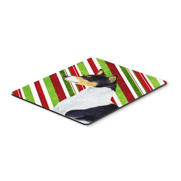 "Basenji Candy Cane Holiday Christmas Mouse Pad Hot Pad or Trivet"