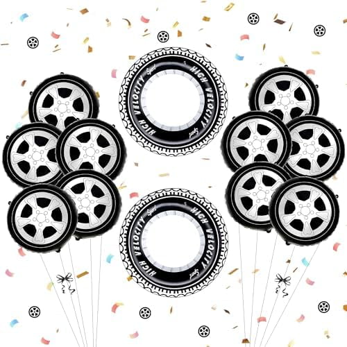 20Pcs Race Car Balloons Race Car Birthday Party Supplies Wheel Tire Checkered Balloon Garland Arch Racing Cars Birthday Decorations for Boys Truck Wheels Party Favors$$Electronics Accessories