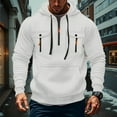 thumbnail image 2 of Evdexr Men's Tactical Hoodies Quarter Zip Big and Tall Pullover Fall Drawstring Long Sleeve Athletic Sweatshirt Winter Multiple Pockets Military Loose Fit Hoodie White L, 2 of 7