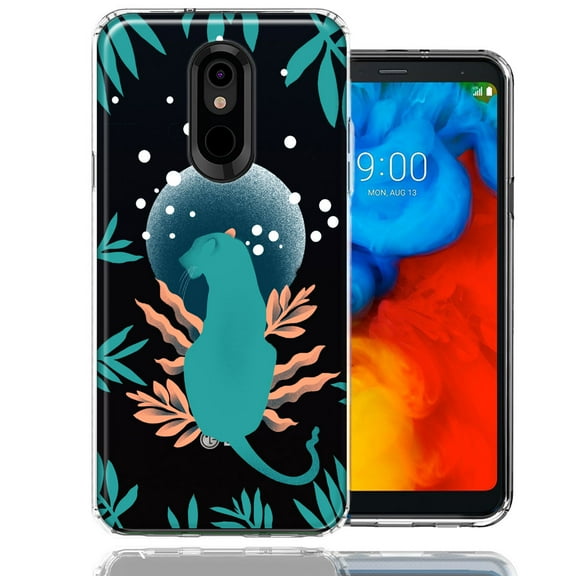 MUNDAZE for LG Stylo 4 Moon Green Jaguar Design Double Layer Phone Case Cover