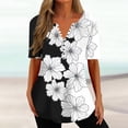 thumbnail image 1 of Puntoco 2024, tops a la moda de verano para mujer, blusas informales holgadas con estampado de cuello en V de verano para mujer, blusas con botones y cuello en V de manga corta, tops, 1 of 5