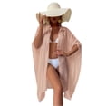 thumbnail image 2 of Minjewel Women's Cotton Beach Cover Up Shirt, Long Sleeve Sun Protection Bikini Cover Up & Swimsuit Outerwear for Vacation, Swimsuits for Women,Pink One Size, 2 of 8