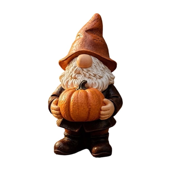 Halloween Thanksgiving Gnome Holding Pumpkin Resin Statue Fall Desktop Decor Ornament Gnome Figurine For Mantel Shelf(Multicolor)
