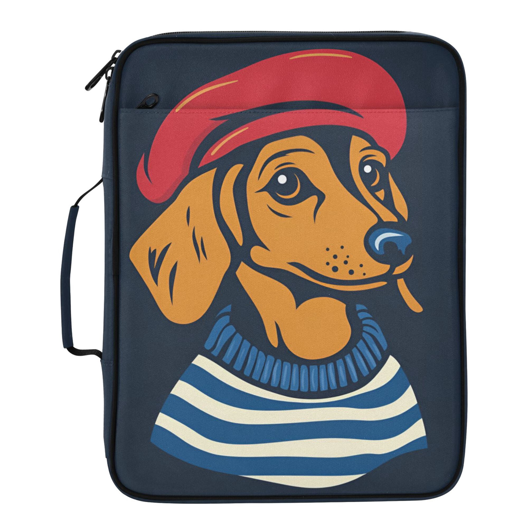 FORMRS Accordion File Folder A4 Size 7-Pocket Expanding Document Organizer Bag with 3 Ring Binder, Blue Dog Artist