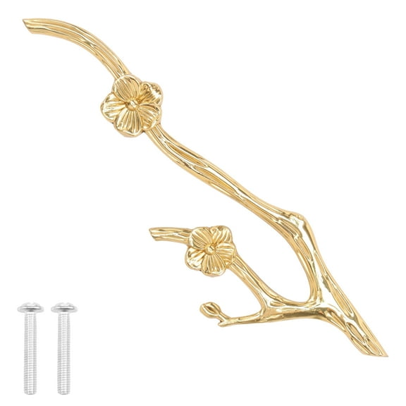 Twig Drawer Pulls Decorative Flower Branch Shaped Dresser Knob Brass Branch Cabinet Handle for Dresser Closet Cupboard