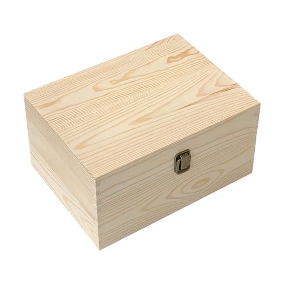 BallsFHK 1-Pack Unfinished Unpainted Wooden Box With Hinged Lid For Crafts DIY Storage Jewelry Plain Box