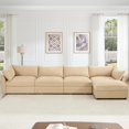 thumbnail image 4 of 146'' Chenille Convertible L Shaped Deep Seat Sofa Couch Oversized Modular Sofa with Storage Pull Out Drawers and Ottoman for Living Room,Wheat, 4 of 9
