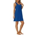 thumbnail image 4 of INSPIRE CHIC Women's Sleeveless Pajamas Tank Dress with Pockets V Neck Sleepwear Lounge Nightgowns XS Blue, 4 of 6