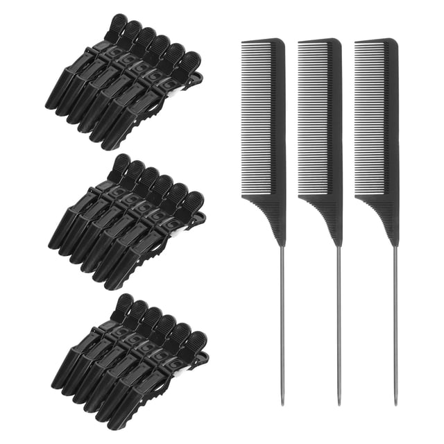 Shisuyan 1 Set ABS Hair Clips Durable Hair Clips Tail Combs for Barbershop (Black)