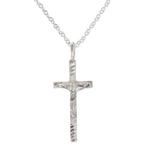 Sterling Silver Crucifix Cross Pendant Necklace, 18"