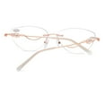 thumbnail image 4 of 2 Pairs of Cat Eye Frameless Diamond Blue Light Blocking Reading Glasses 4.00 for Women Rimless Gold Presbyopic Glasses Metal Lightweight Readers +4.0, 4 of 7