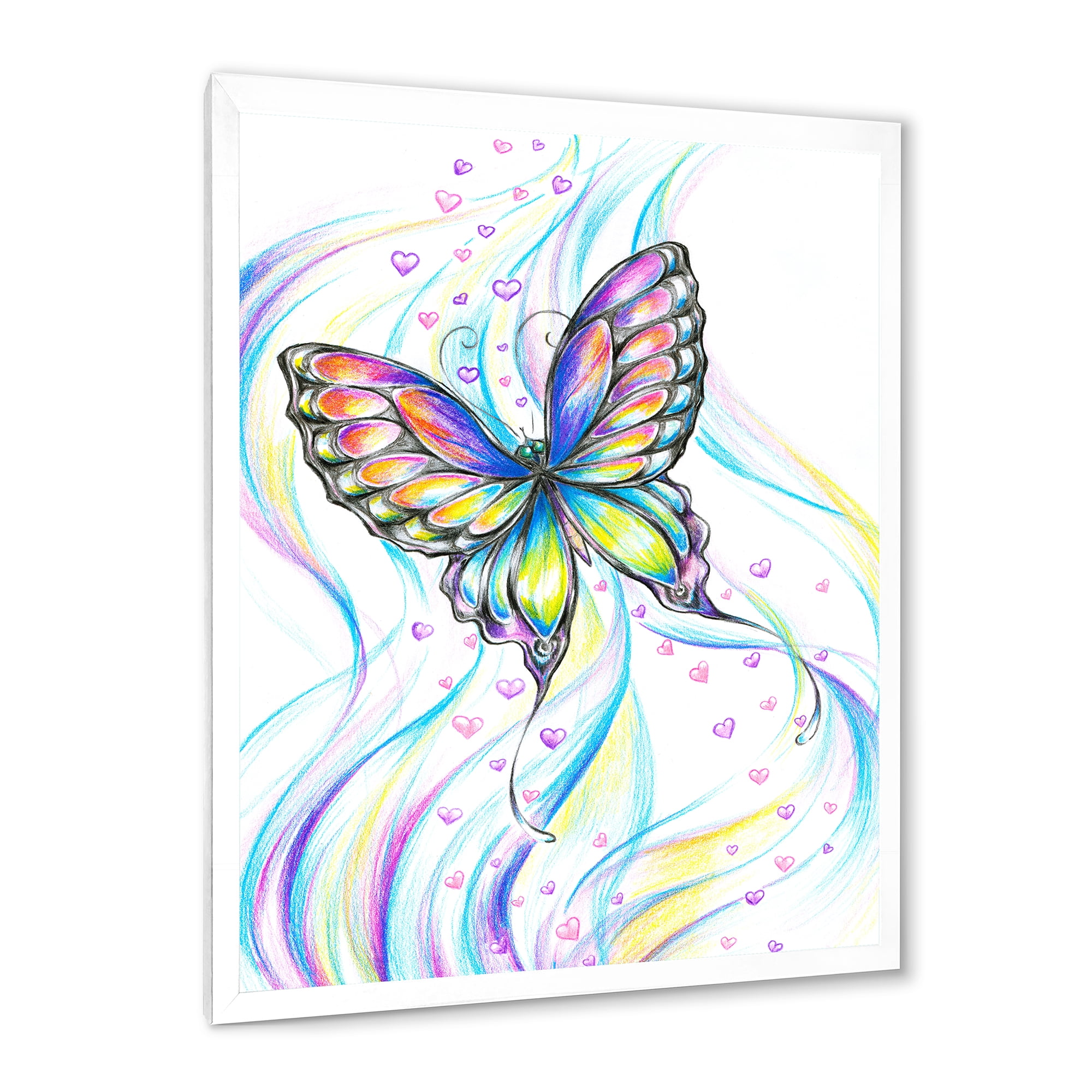 Designart 'Iridiscent Colorful Butterfly' Traditional Framed Art Print