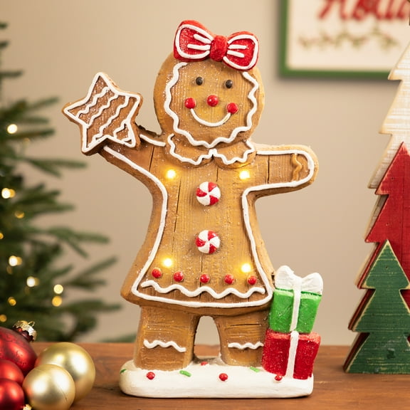 Lighted Gingerbread Cookie Girl Christmas Decoration - 14.5"